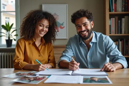 Jeune couple français et nord-africain organise des papiers chez eux