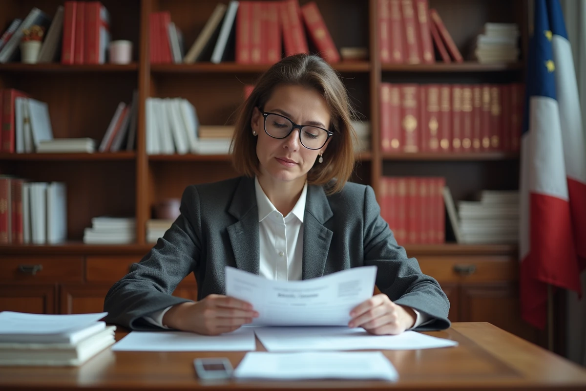 Secretaire municipale examinant des documents officiels